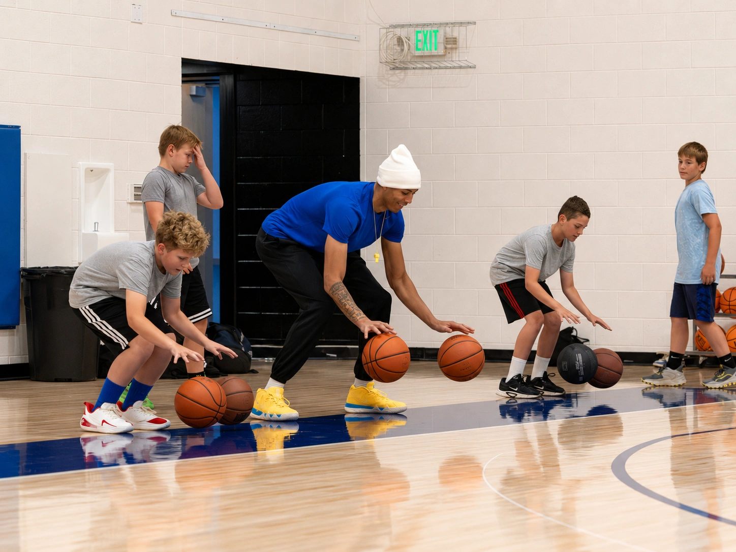 Boise State player demonstrating technique at a past basketball camp