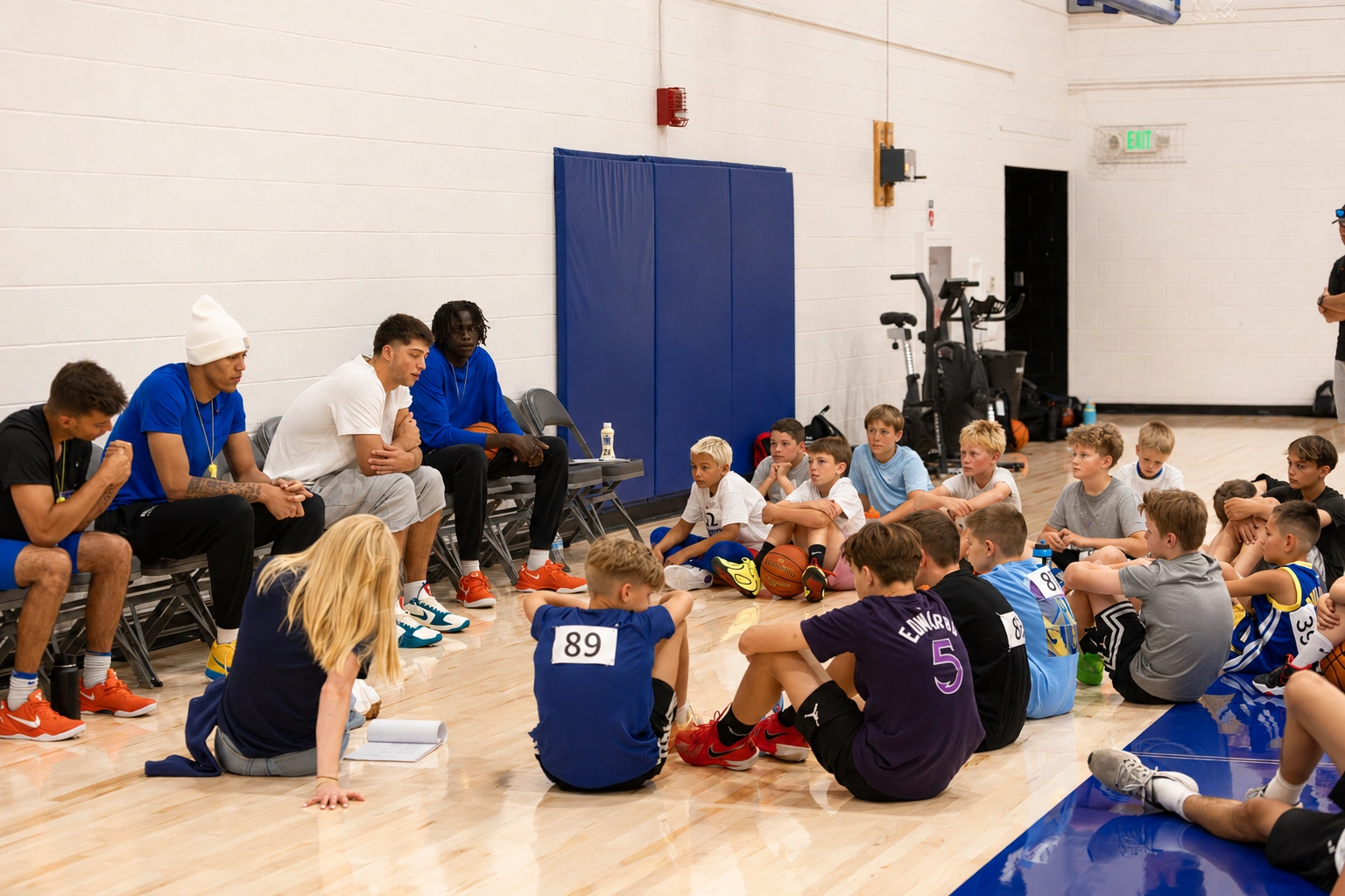 Campers and coaches gathered during a past basketball camp