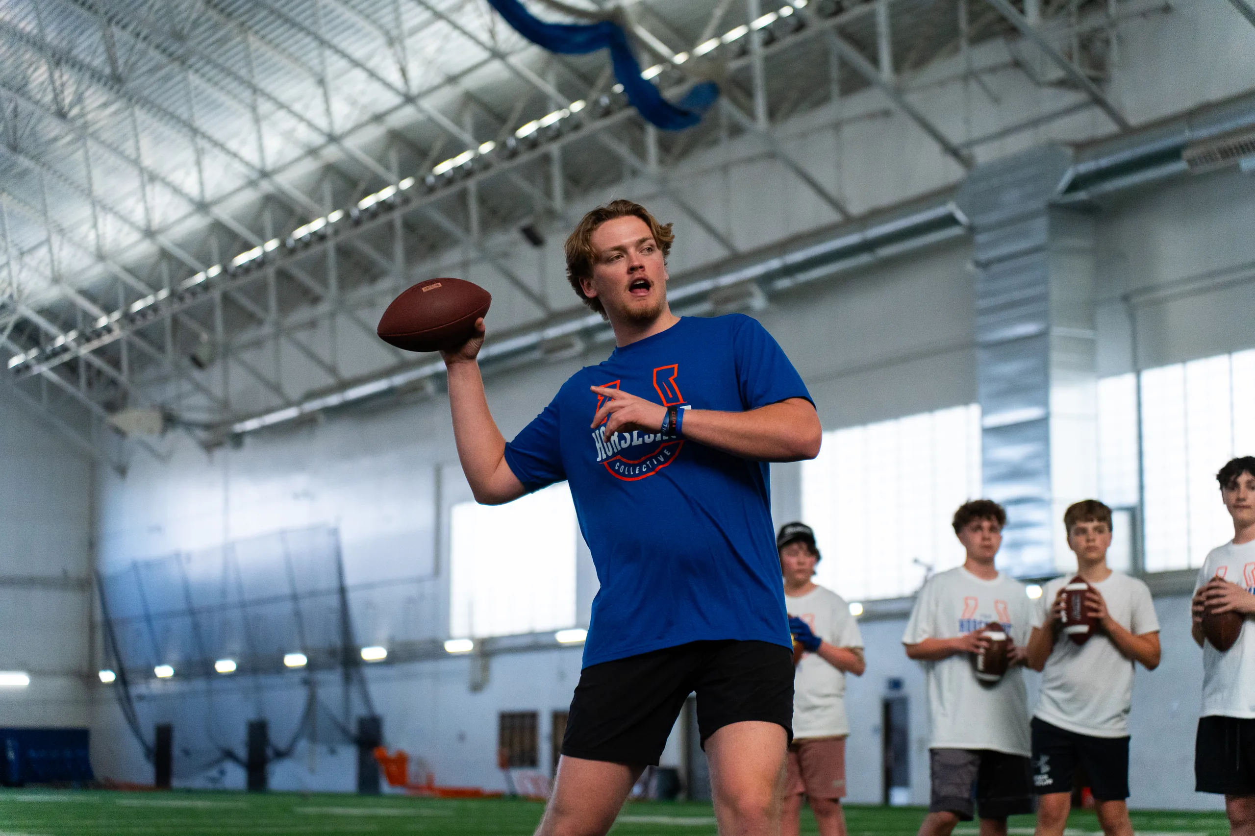 Boise State football camp at the Caven-Williams Indoor Facility
