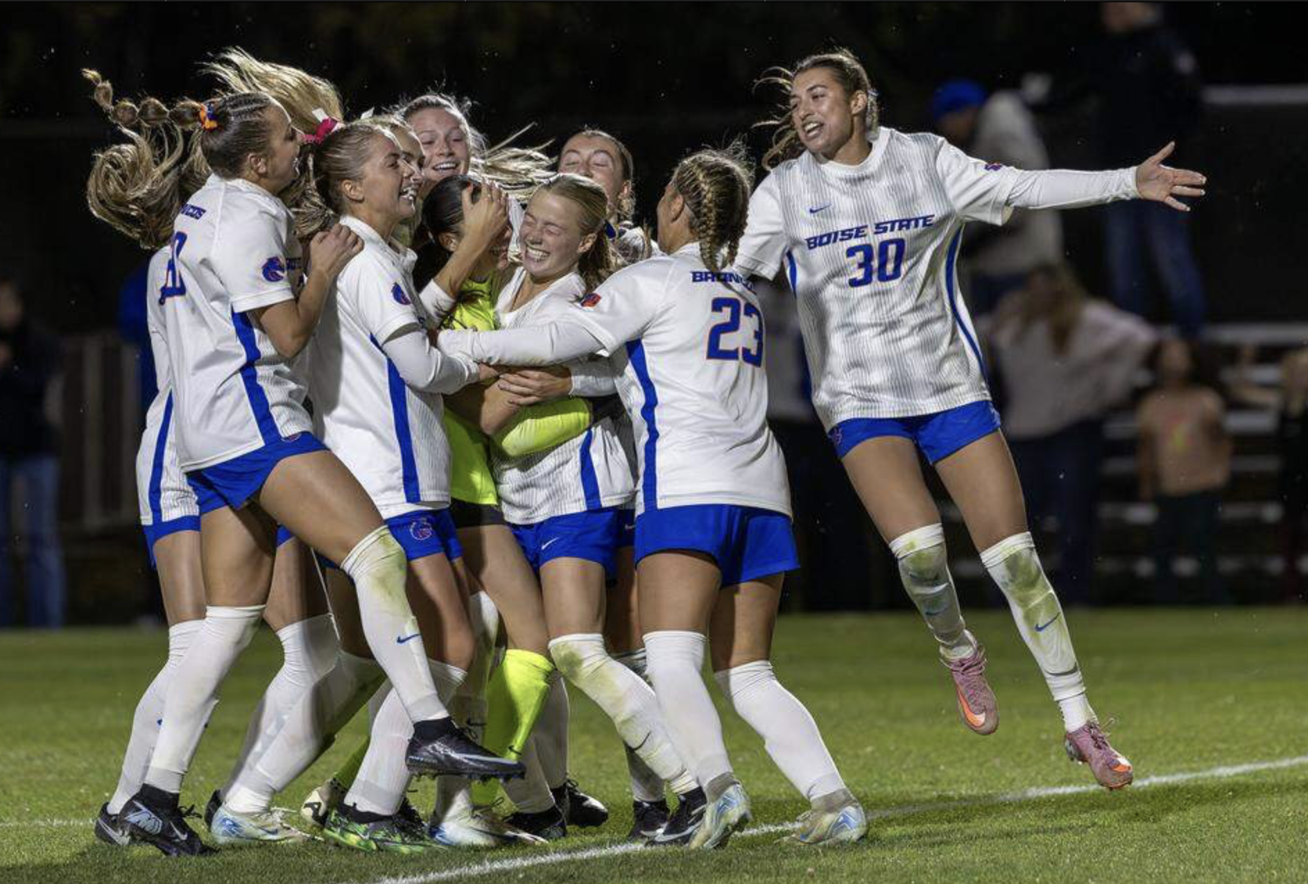 Boise State soccer team celebration