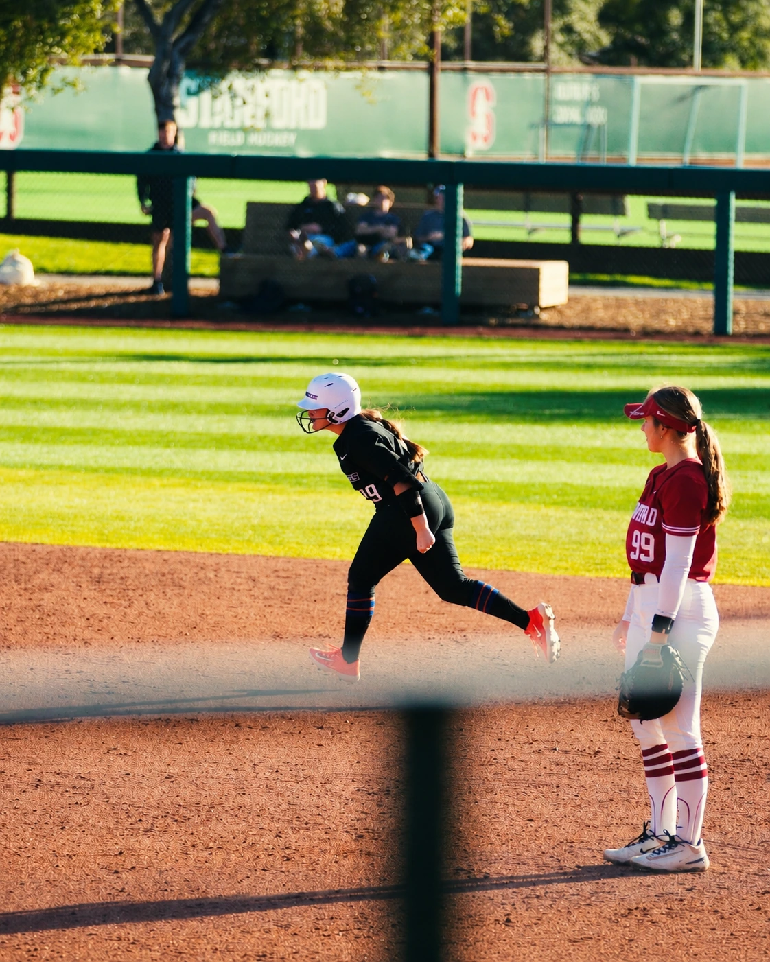 Skylar Stroh running the bases during a road game