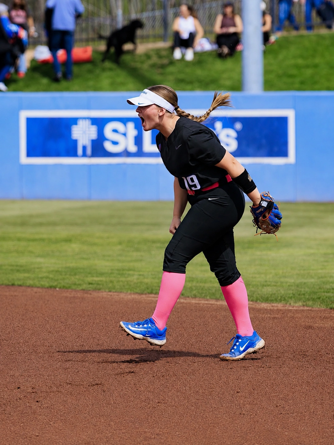 Skylar Stroh fired up in the infield for Boise State Softball
