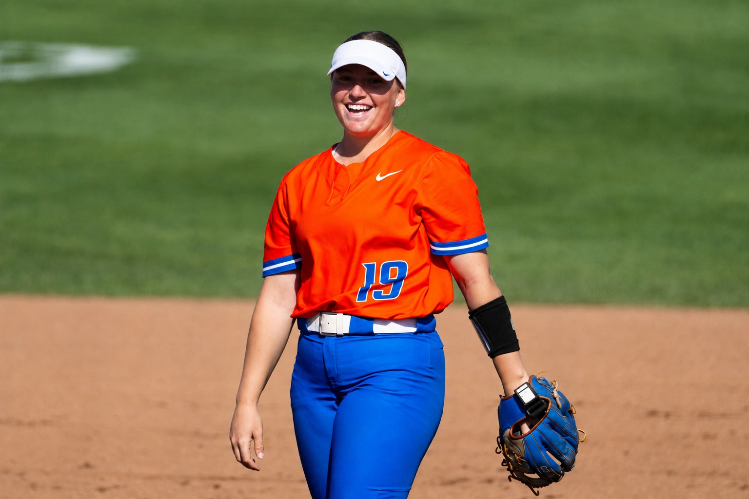 Skylar Stroh of Boise State Softball smiling in the infield